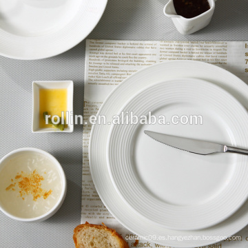 Plato de porcelana blanca de hotel y restaurante, Platos de vajilla seguros para microondas, Vajilla italiana de diseño de restaurante